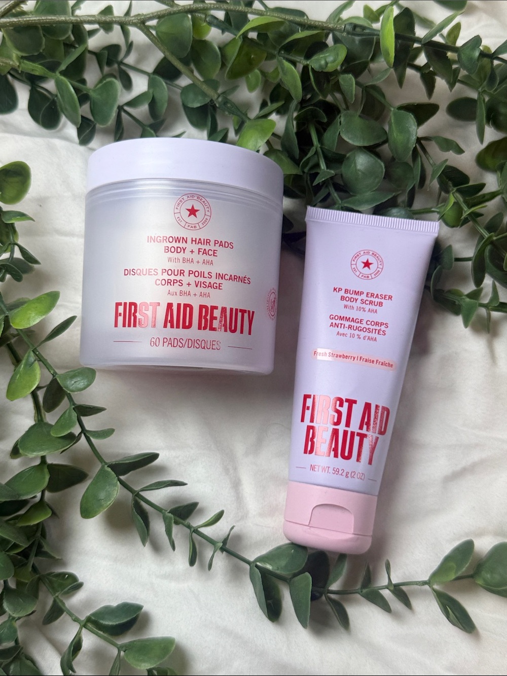 First Aid Beauty Pink KP Bump Eraser Body Scrub & Ingrown Hair Pads Duo